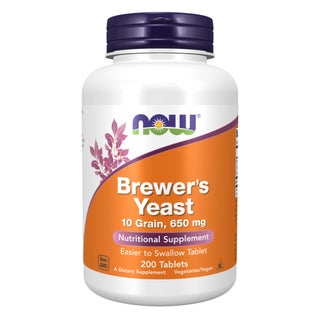 Now Brewer's Yeast 650mg Nutritional Supplement Tablets For Healthy Digestion, Pack of 200's