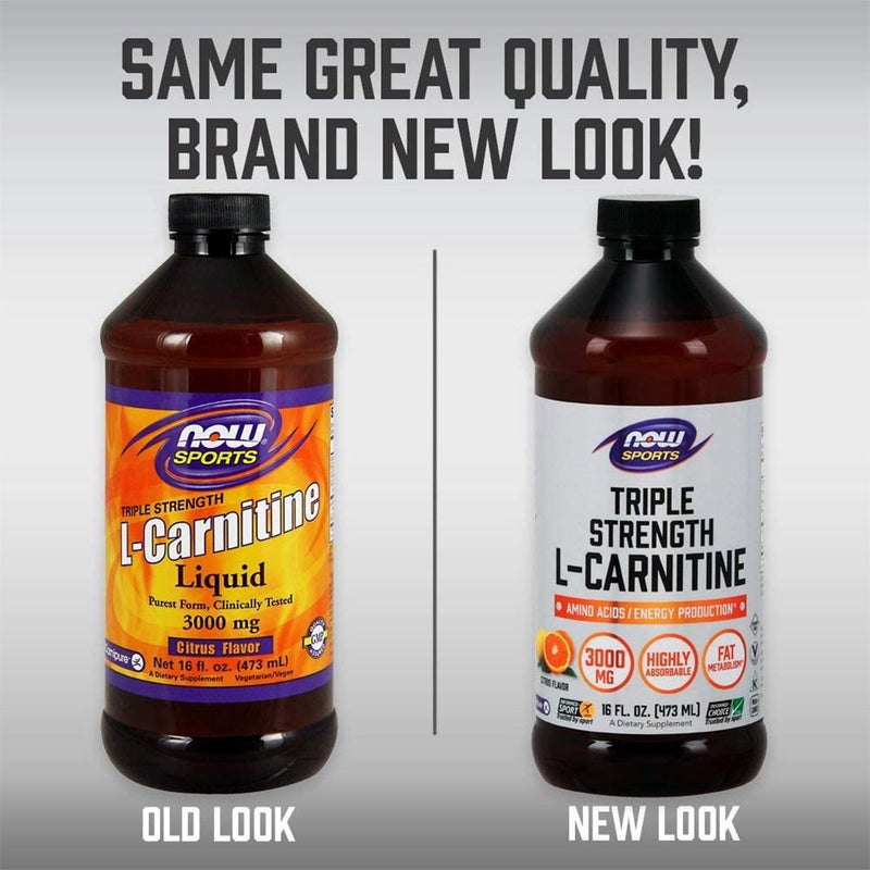 Now Sports Triple Strength 3000mg L-Carnitine Liquid For Energy & Fitness Support 473ml