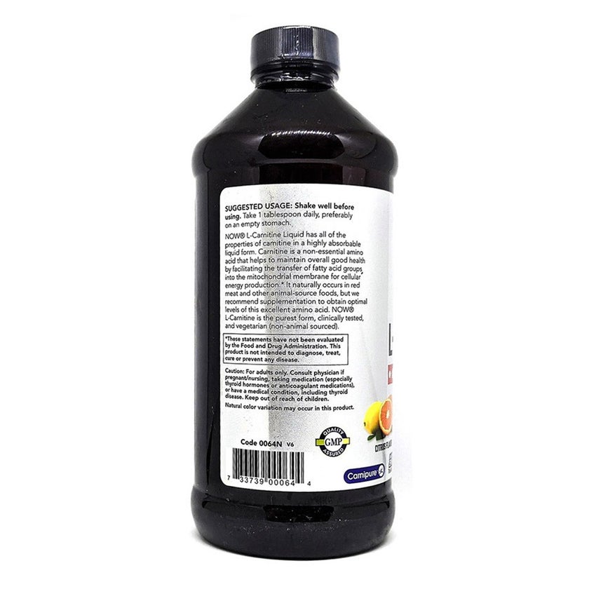 Now Sports Triple Strength 3000mg L-Carnitine Liquid For Energy & Fitness Support 473ml