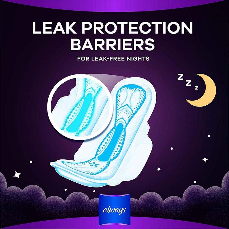 Always Clean & Dry Maxi Thick Night Sanitary Pads With Wings, Pack of 24's