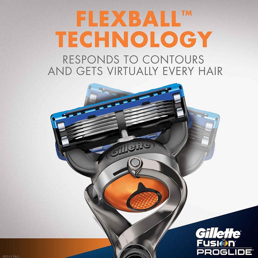 Gillette Fusion 5 ProGlide Men's Razor With Flex Ball Technology, Pack of 1 Handle + 2 Blades