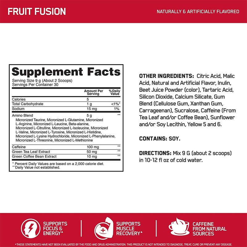 Optimum Nutrition Essential Amino Energy Fruit FusiOptimum Nutrition Flavour 30 Servings