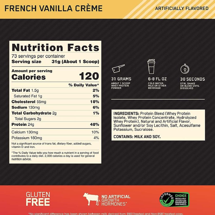 Optimum Nutrition Gold Standard 100% Whey Protein French Vanilla Cream 5lb