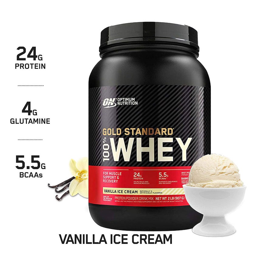 Optimum Nutrition Gold Standard 100% Whey Vanilla Ice Cream Protein Powder 1.98lb