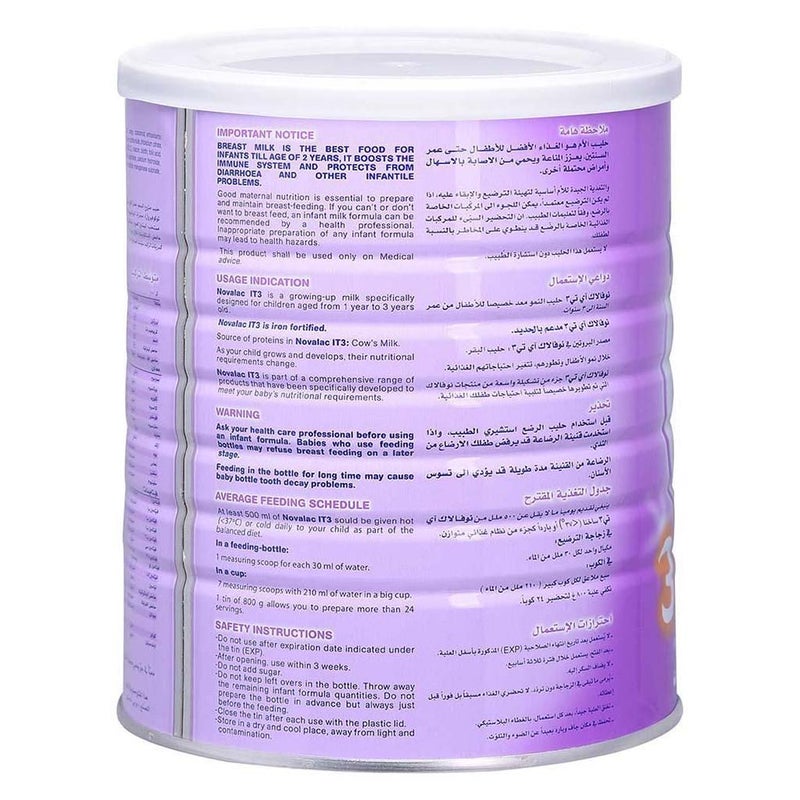 Novalac IT Stage 3 Improved Transit Toddlers Milk Formula For 1 To 3 Years 800g