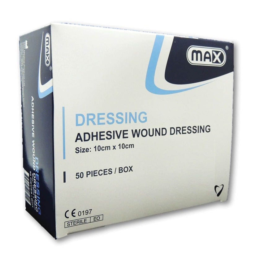 Max Adhesive Wound Dressing 10 x 10cm, Pack of 50's