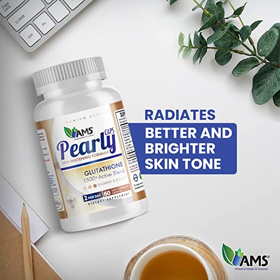 AMS Pearly Skin Whitening Glutathione Supplement Capsules For Radiant & Bright Skin, Pack of 60's