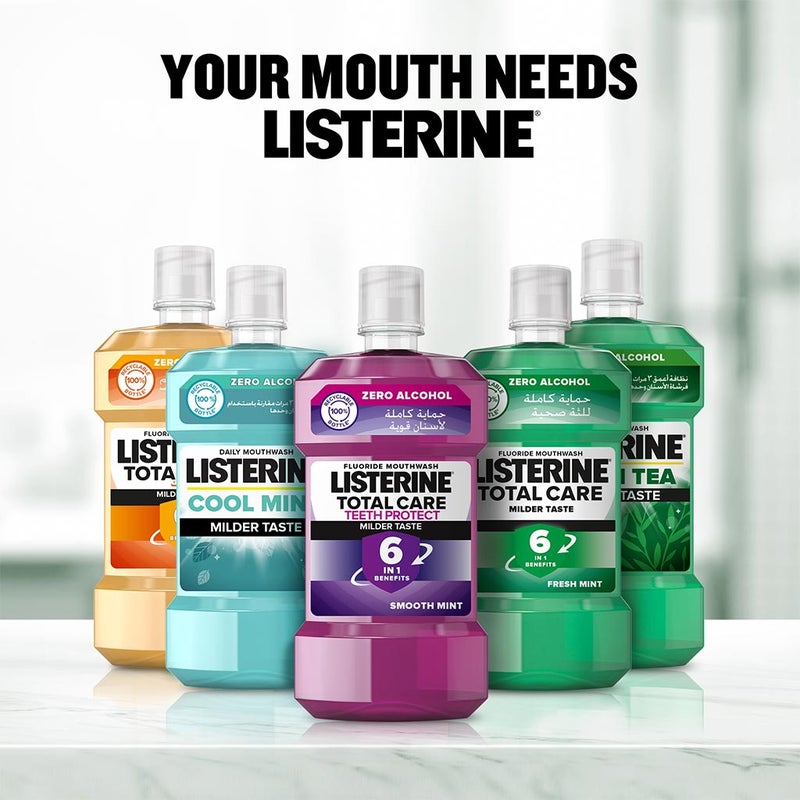 Listerine Total Care Teeth Protect Mild Taste Fluoride Mouthwash With Zero Alcohol 500ml