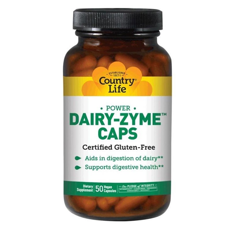 Country Life Power Dairy-Zyme Digestive Enzyme Supplement Capsules, Pack of 50 's