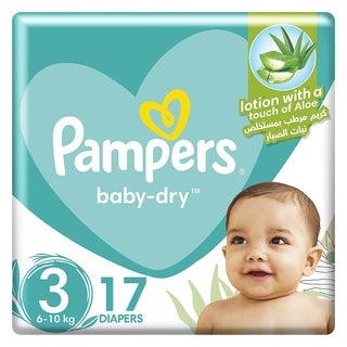 Pampers Baby-Dry Baby Diapers With Aloe Vera, Size 3, 6-10Kg, Pack of 17's