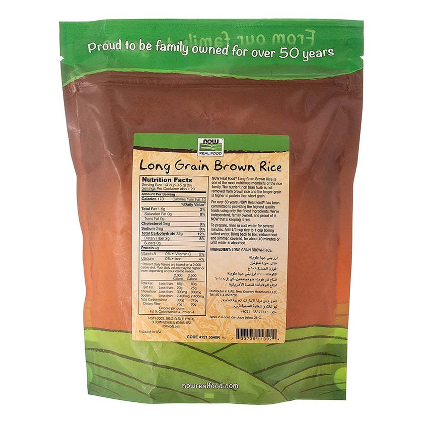 Now Long Grain Brown Rice Natural, Nutritious & Wholesome 908g