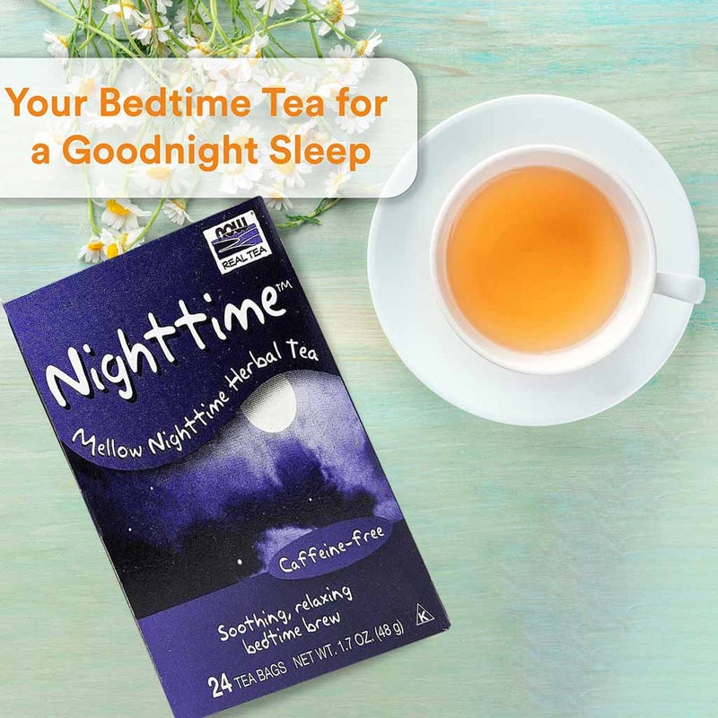 Now Night Time Herbal Tea For Soothing & Relaxing Sleep Support, Pack of 24's