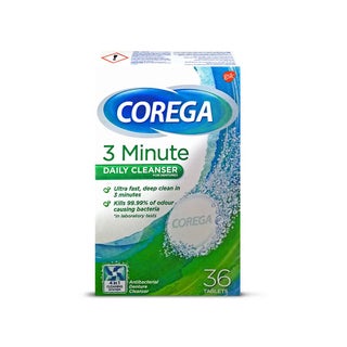 Corega 3 Minutes Cleanser Full Dentures Tablets, Pack of 36's