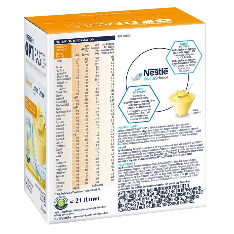 Nestle Optifast VLCD Dessert Lemon Crème Sachets 53 g 8's
