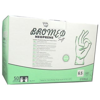 Bromed Neoprene Synthetic Powder Free Non Latex Surgical Gloves 6.5 50's