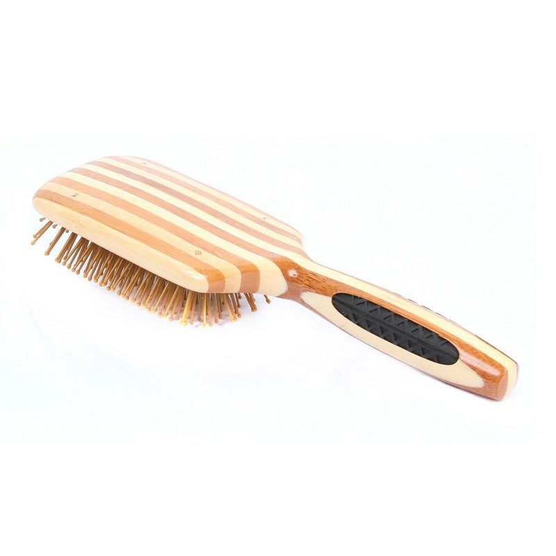 Bass Large Square Paddle Nylon Bristles Wood Handle Brush LPBW