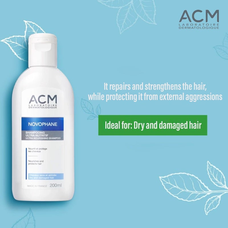 ACM Novophane Ultra-Nourishing Shampoo For Dry & Damaged Hair 200ml