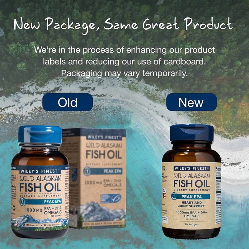 Wiley's Finest Peak EPA 1000mg Omega 3 Fish Oil Supplement Softgels, Pack of 30's