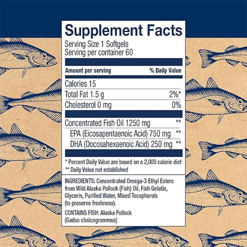 Wiley's Finest Peak EPA 1000mg Omega 3 Softgels, Pack of 60's