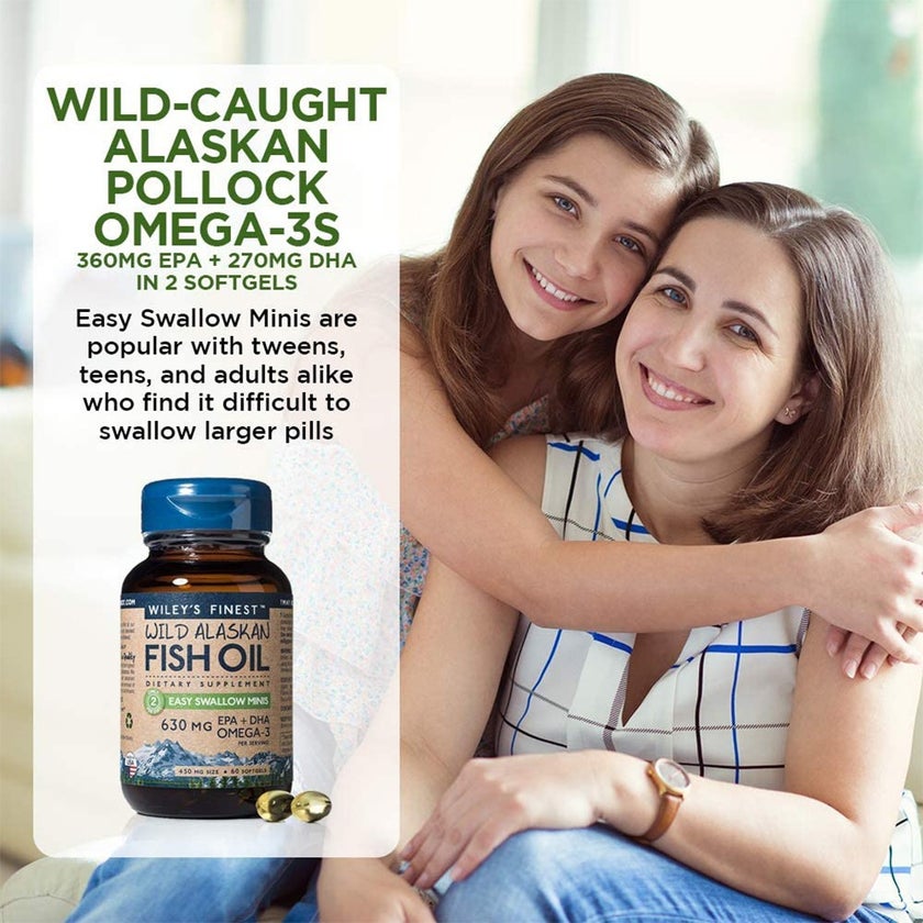 Wiley's Finest Easy Swallow Minis 630mg Omega 3 Softgels, 60's