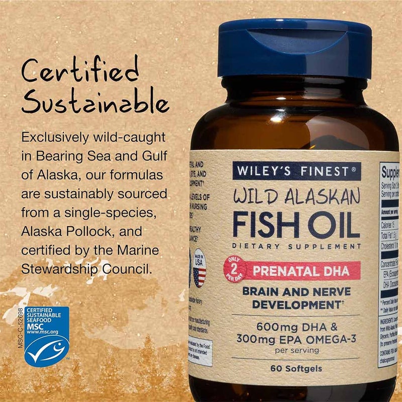 Wiley's Finest Prenatal DHA Fish Oil Softgels, Pack of 60's