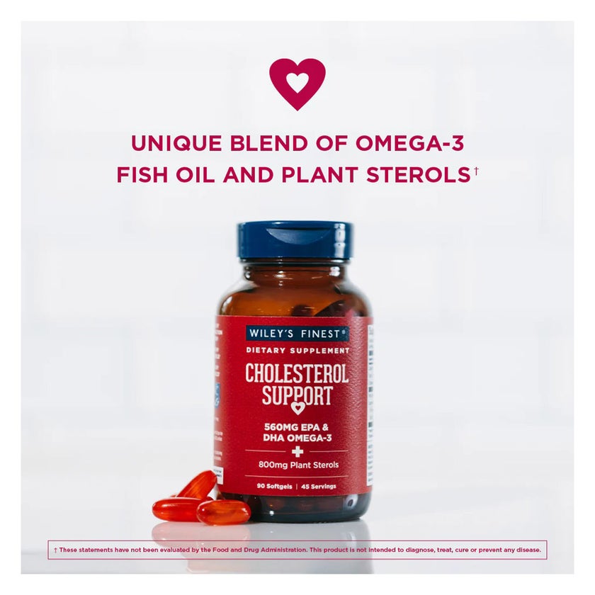 Wiley's Finest Cholesterol Support 560mg Omega 3 Softgels, 90's