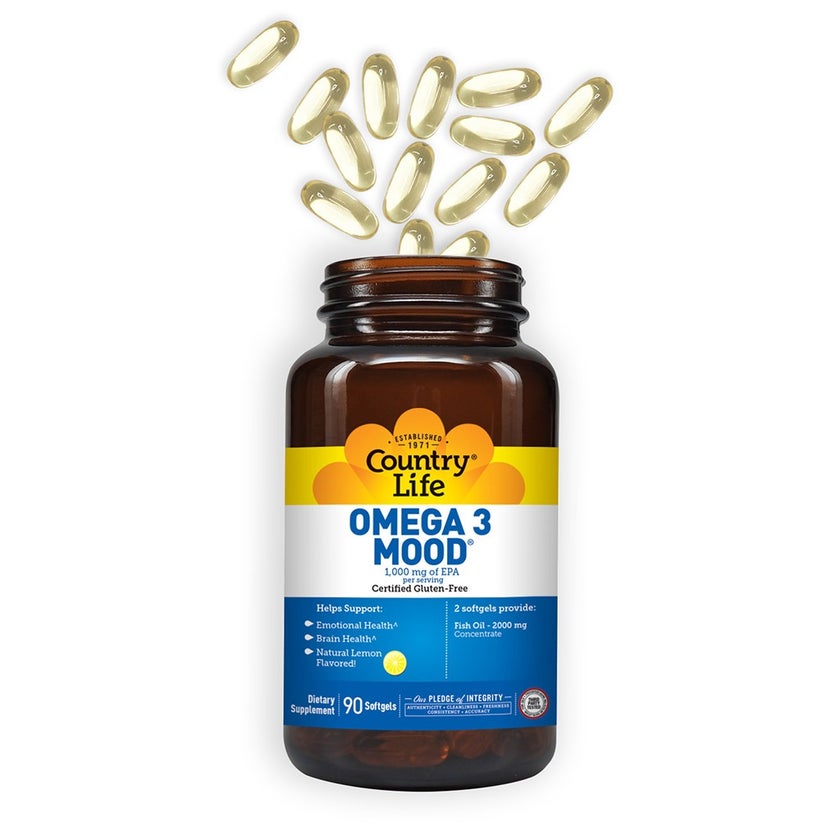 Country Life Omega 3 Mood 2000mg Fish Oil Supplement Softgels, Pack of 90's