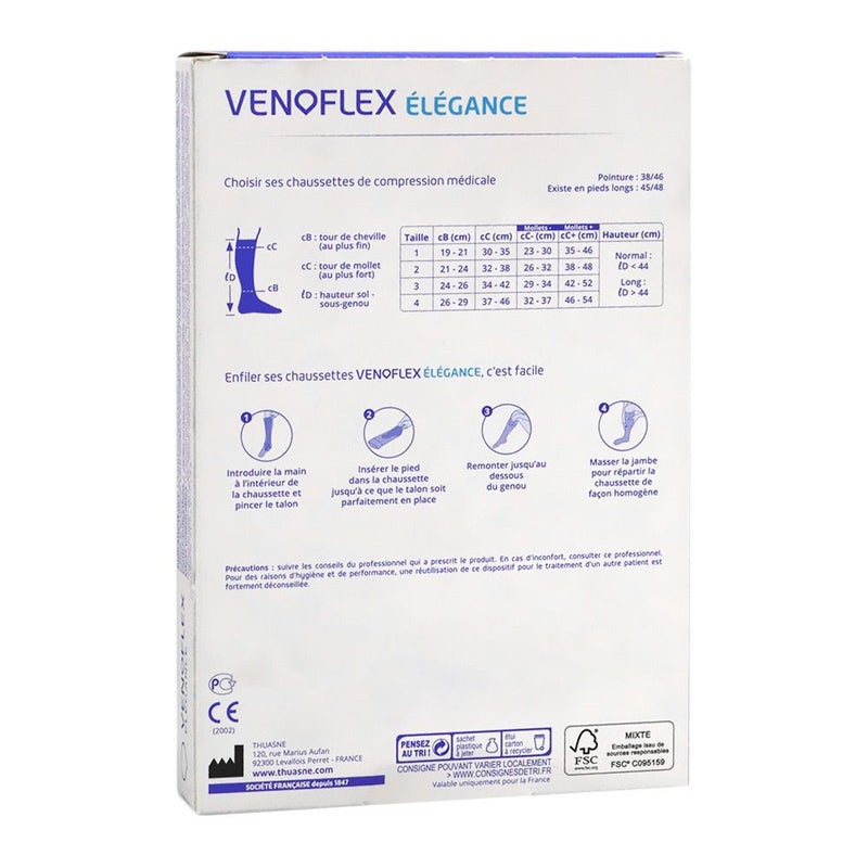 Thuasne Venoflex Elegance Compression Socks Men Size 2 Long Black