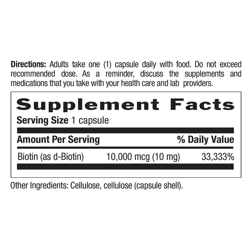 Country Life Biotin 10mg Gluten-Free Vegan Capsules For Hair, Scalp & Nails, Pack of 120's