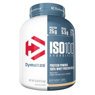 Dymatize ISO 100 Fast Absorbing Protein Powder, 100% Whey Protein Isolate, Birthday Cake, 2.3kg
