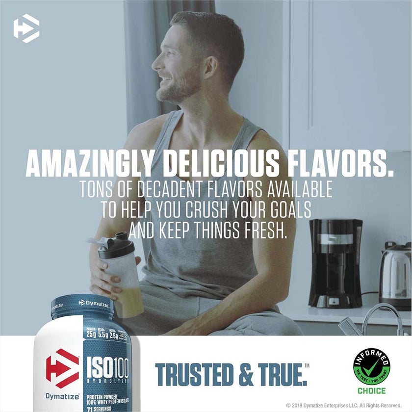 Dymatize ISO 100 Fast Absorbing Protein Powder, 100% Whey Protein Isolate, Fudge Brownie, 2.3kg