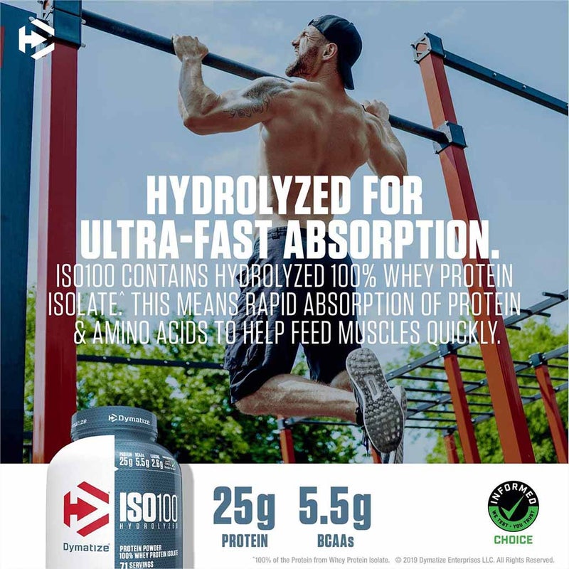 Dymatize ISO 100 Fast Absorbing Protein Powder, 100% Whey Protein Isolate, Fudge Brownie, 2.3kg