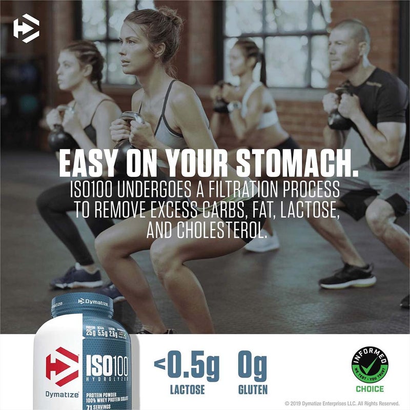 Dymatize ISO 100 Fast Absorbing Protein Powder, 100% Whey Protein Isolate, Fudge Brownie, 2.3kg