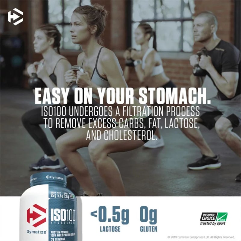 Dymatize ISO 100 Fast Absorbing Protein Powder, 100% Whey Protein Isolate, Strawberry, 2.3kg
