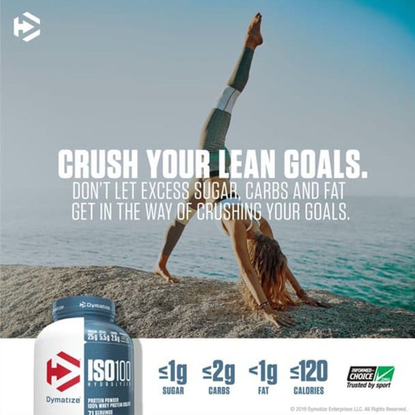 Dymatize ISO 100 Fast Absorbing Protein Powder, 100% Whey Protein Isolate, Strawberry, 2.3kg