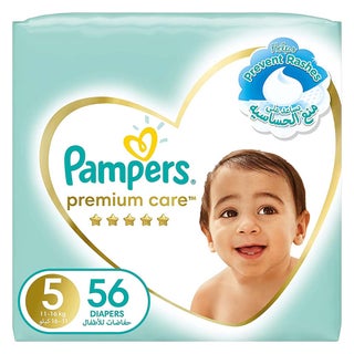 Pampers Premium Care Baby Diapers, Size 5, 11-16Kg, Pack of 56's