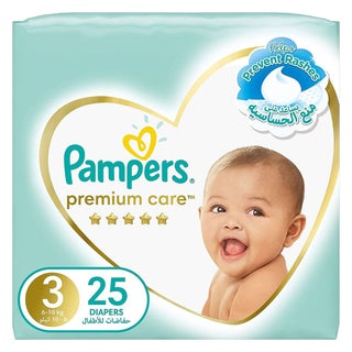 Pampers Premium Care Baby Diapers, Size 3, 6-10Kg, Pack of 25's