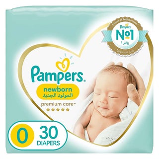 Pampers Premium Care Newborn Diapers, Size 0, For Below 2.5Kg, Pack of 30's