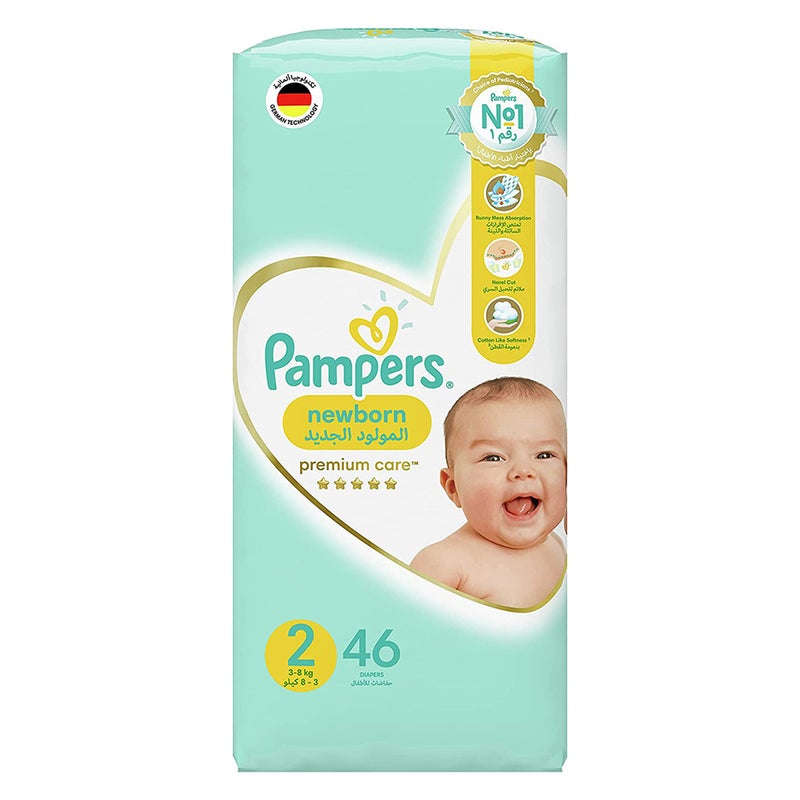 Pampers Premium Care Newborn Diapers, Size 2, 3-8Kg, Pack of 46's