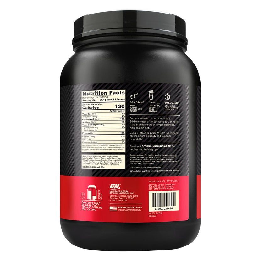 Optimum Nutrition Gold Standard 100% Whey Protein Powder Double Rich Chocolate 2lb