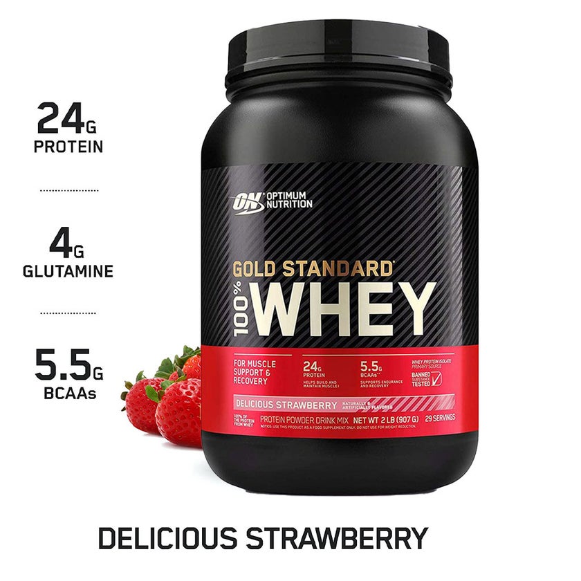 Optimum Nutrition Gold Standard 100% Whey Delicious Strawberry Protein Powder 2lb