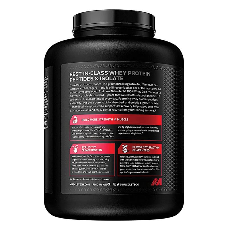 MuscleTech Nitro Tech 100% Whey Gold Protein Peptides & Isolate Double Rich Chocolate 5 Lbs