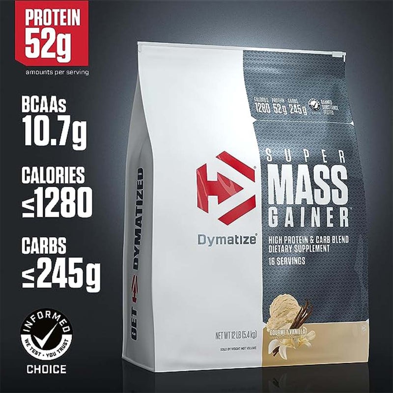 Dymatize Super Mass Gainer Powder, High Protein & Carb Blend, Vanilla 5.4kg