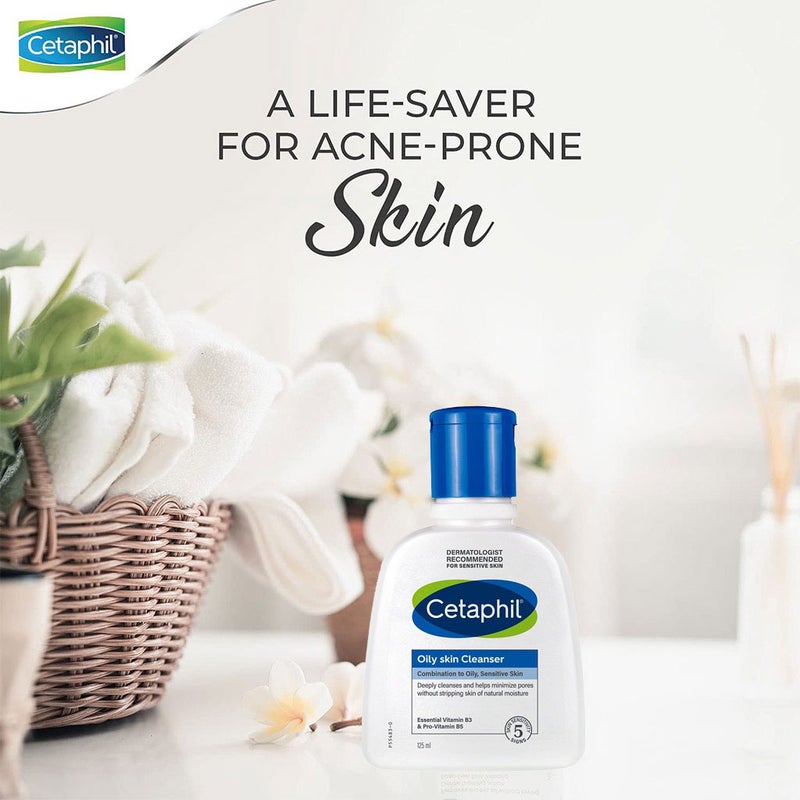 Cetaphil Oily Skin Cleanser, Foaming Face & Body Wash for Men & Women With Combination to Oily and Sensitive Skin, Unscented, 125ml