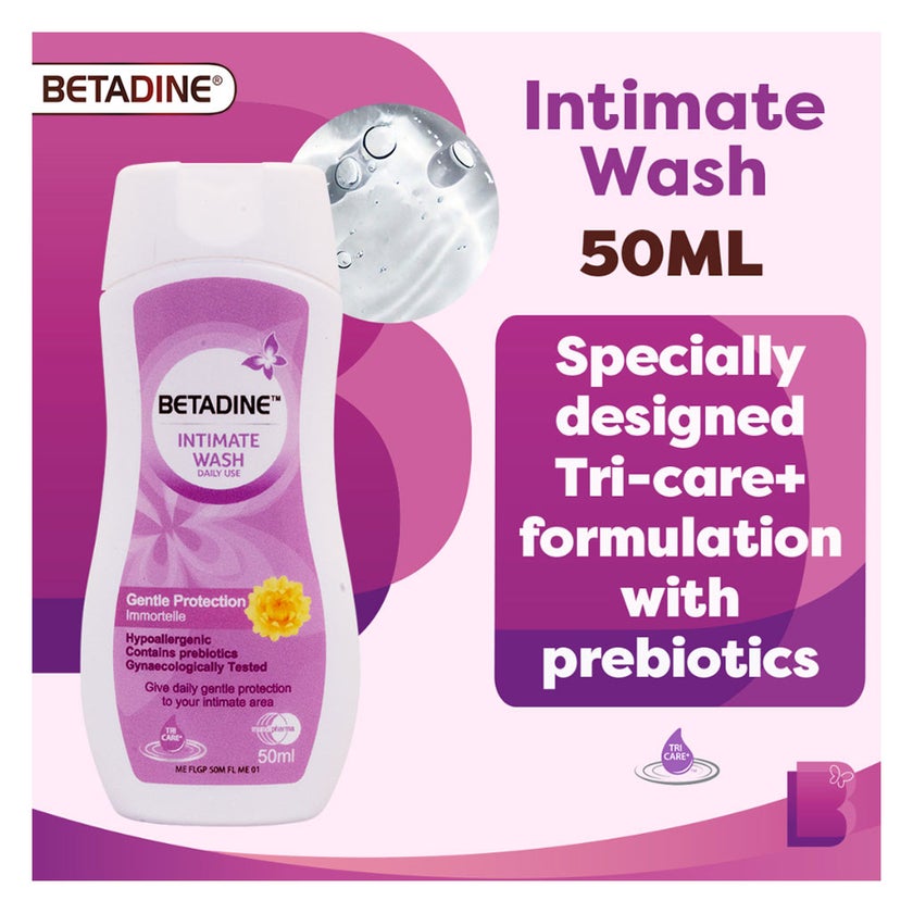 Betadine Daily Use Feminine Intimate Wash Gentle Protection, lmmortelle 50ml