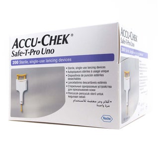 Accu-Chek Safe-T-Pro Uno Sterile Single Use Lancets For Diabetic Blood Glucose Testing, Pack of 200's