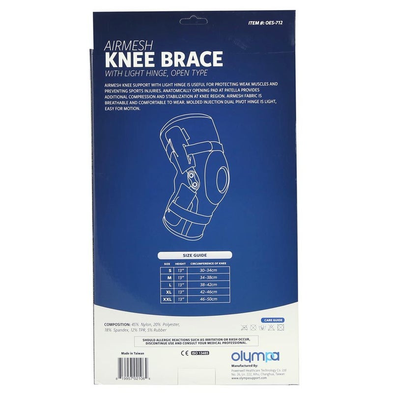 Olympa Airmesh Knee Brace Open Type Black Extra Large OES-712
