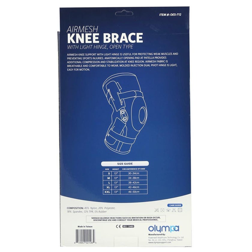 Olympa Airmesh Knee Brace Open Type Black Extra Extra Large OES-712