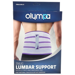 Olympa Snug Lumbar Support with 6 Stays and Massage Pad Cool Grey Small OFB-511