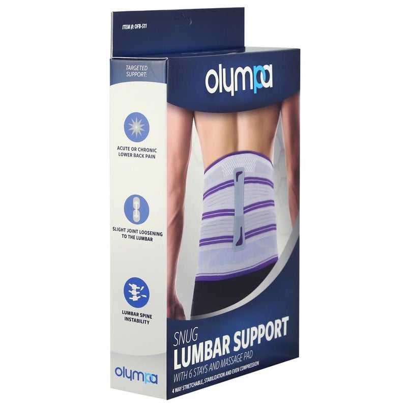 Olympa Snug Lumbar Support with 6 Stays and Massage Pad Cool Grey Small OFB-511